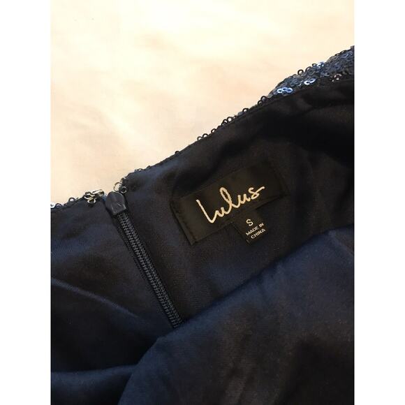 Lulus Delightful Ways Sequin Mini Dress Navy Blue Womens Sz Small Bodycon - Picture 7 of 11